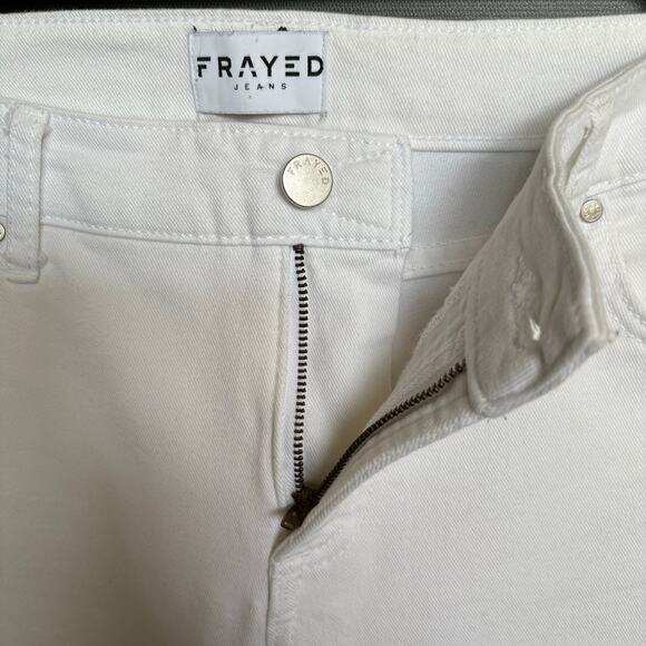 Frayed Jeans - white cropped raw edge jeans - Size 27 - Picture 2 of 9